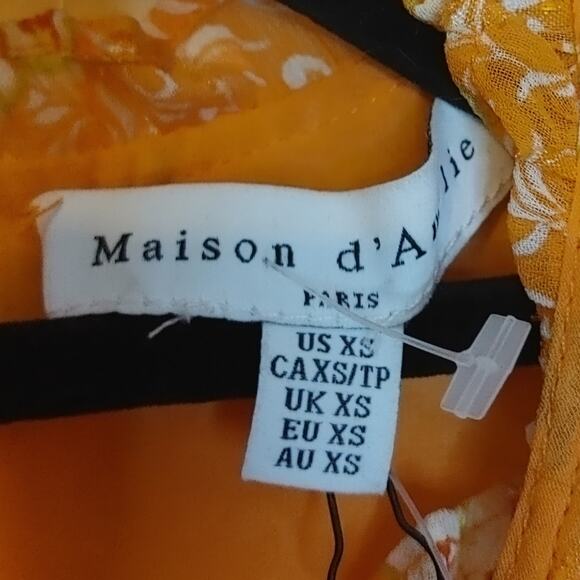 Maison d' Amelie Orange Floral NWT New Size Extra Small XS Vibrant Spring - Picture 7 of 11